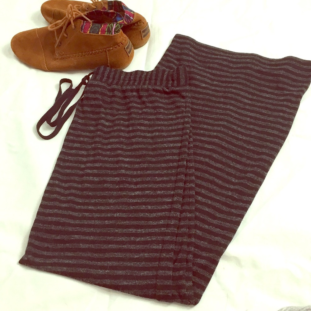 Black Gray striped Loft long skirt stretchy soft